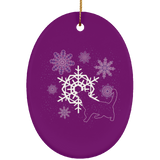 Cat and Snowflakes Ceramic Ornaments in 4 Shapes