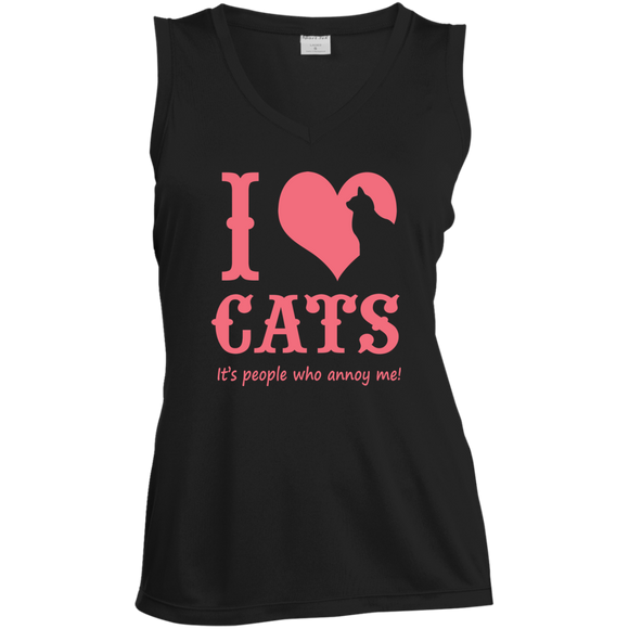 It's People who Annoy Me! Ladies Sleeveless Moisture Absorbing V-Neck