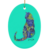 Iris Cat Ceramic Ornaments in 4 Shapes
