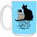 Cat-Tea-Book-Happy White Mugs