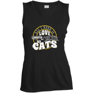TIME with My Cats Ladies Sleeveless Moisture Absorbing V-Neck