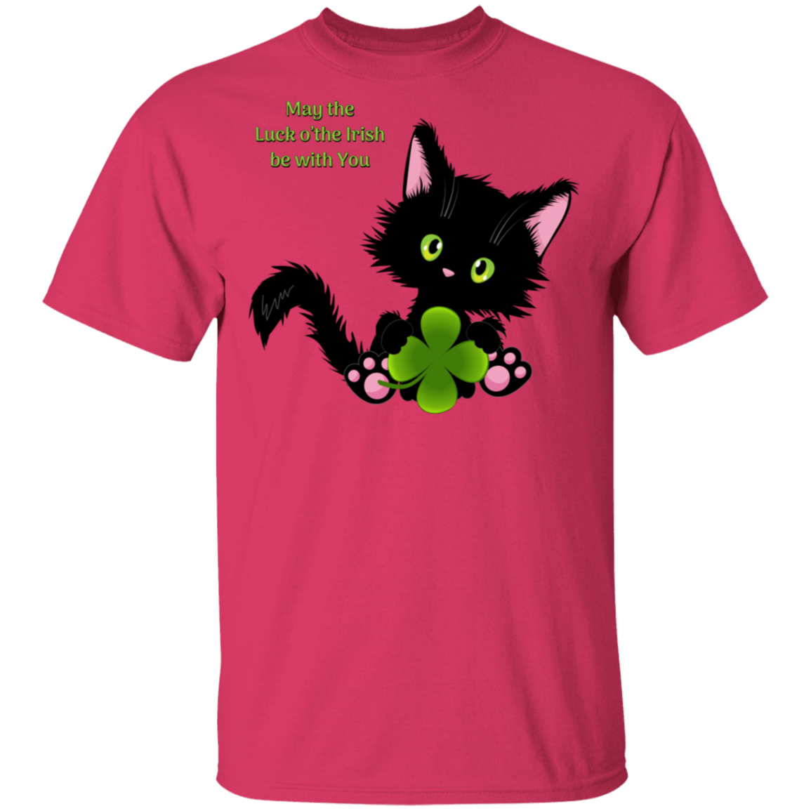 Lucky the Black Cat with Shamrock T-Shirt