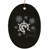 Cat and Snowflakes Ceramic Ornaments in 4 Shapes
