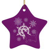 Cat and Snowflakes Ceramic Ornaments in 4 Shapes
