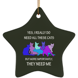 THEY NEED ME 2 blues Ceramic Ornaments in 4 Shapes