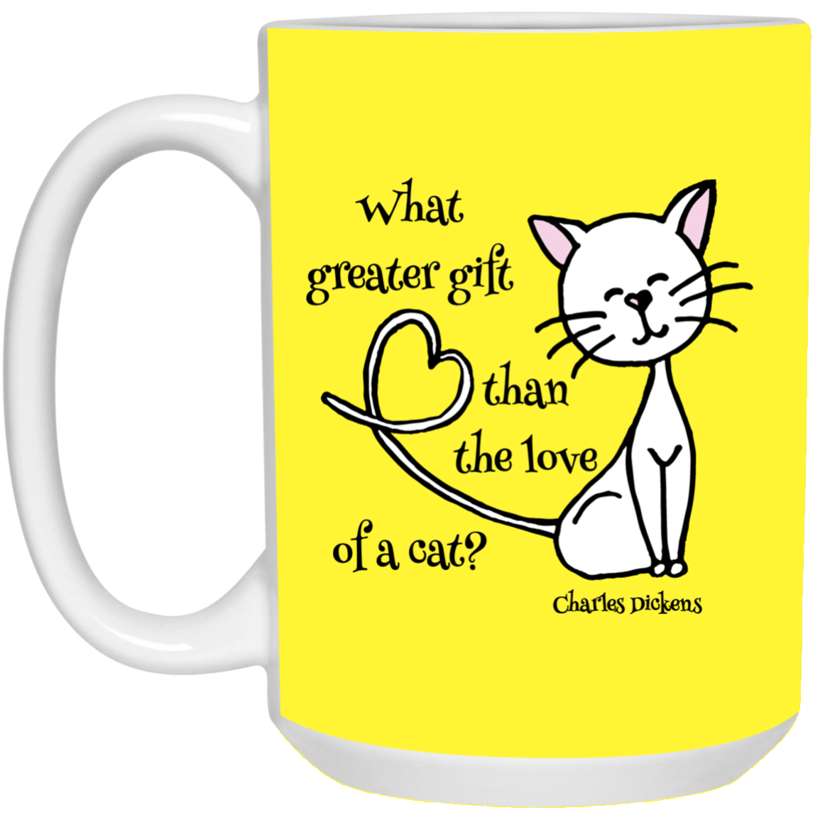 Dickens Cat - 11 and 15 oz White Mugs