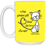 Dickens Cat 11 and 15 oz White Mugs