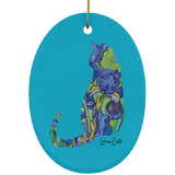 Iris Cat Ceramic Ornaments in 4 Shapes