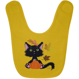 Lucky the Black Cat with Pumpkin Baby Bib