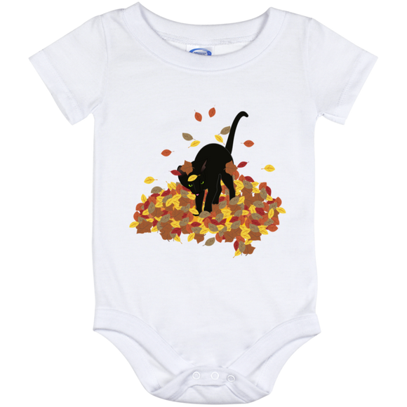 Cat in Leaves Baby Onesies