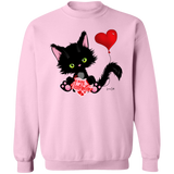 Lucky the Black Cat with Valentine Crewneck Pullover Sweatshirt