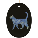 Starry Night Tabby Ceramic Ornaments in 4 Shapes