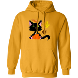 Lucky the Black Cat with Pumpkin Pullover Hoodie