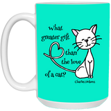 Dickens Cat 11 and 15 oz White Mugs