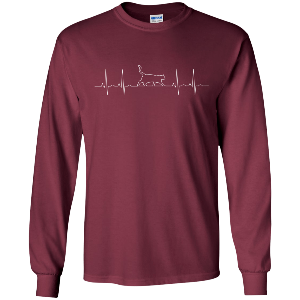 Walking Cat Heartbeat LS Ultra Cotton T-Shirt