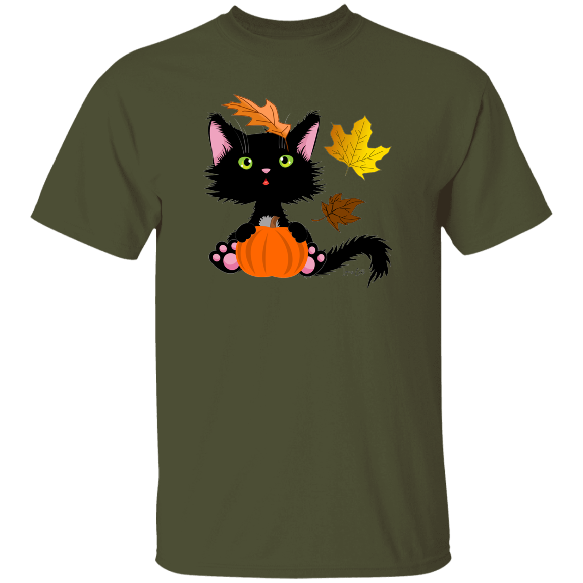 Lucky the Black Cat with Pumpkin T-Shirt