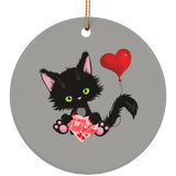Lucky the Black Cat with Valentine Ceramic Ornaments in 4 Shapes