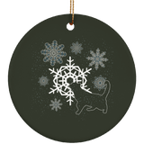 Cat and Snowflakes Ceramic Ornaments in 4 Shapes