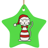 Santa Cat Ceramic Ornaments in 4 Shapes