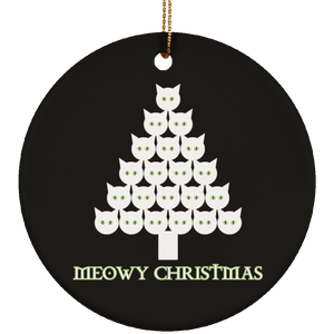 Meowy White Christmas Ceramic Ornaments in 4 Shapes