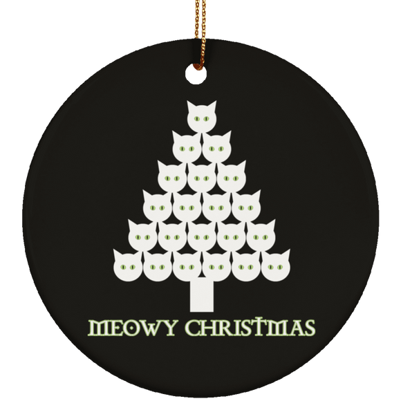 Meowy White Christmas Ceramic Ornaments in 4 Shapes