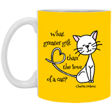 Dickens Cat 11 and 15 oz White Mugs