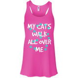 My Cats Walk All Over Me - Turquoise Pawprints Flowy Racerback Tank