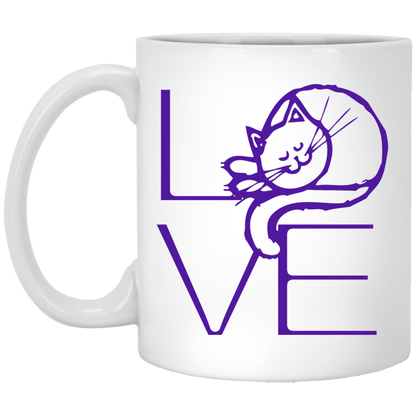 LOVE Cat - 11 and 15 oz White Mugs