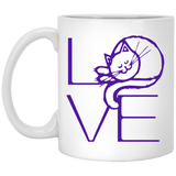 LOVE Cat 11 and 15 oz White Mugs