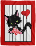 Lucky the Black Cat with Valentine Cozy Plush Fleece Blankets