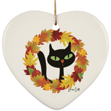 Victor in Fall Wreath Ceramic Ornaments in 4 Shapes