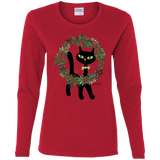 Victor in Christmas Wreath Ladies Long Sleeve T-Shirts