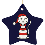 Santa Cat Ceramic Ornaments in 4 Shapes