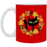 Victor in Fall Wreath 11 oz. White Mug