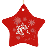 Cat and Snowflakes Ceramic Ornaments in 4 Shapes