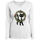 Victor in Christmas Wreath Ladies Long Sleeve T-Shirts
