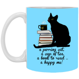 Cat-Tea-Book-Happy White Mugs