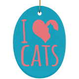 I Heart Cats Ceramic Ornaments in 4 Shapes
