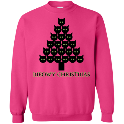 Meowy Christmas Tree Crewneck Pullover Sweatshirt