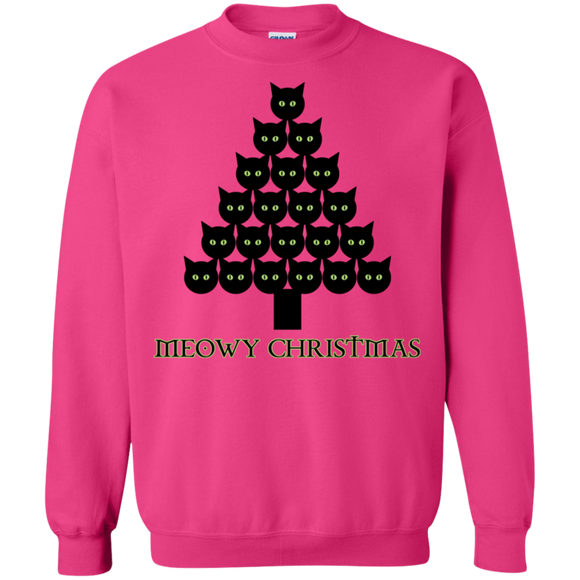 Meowy Christmas Tree Crewneck Pullover Sweatshirt