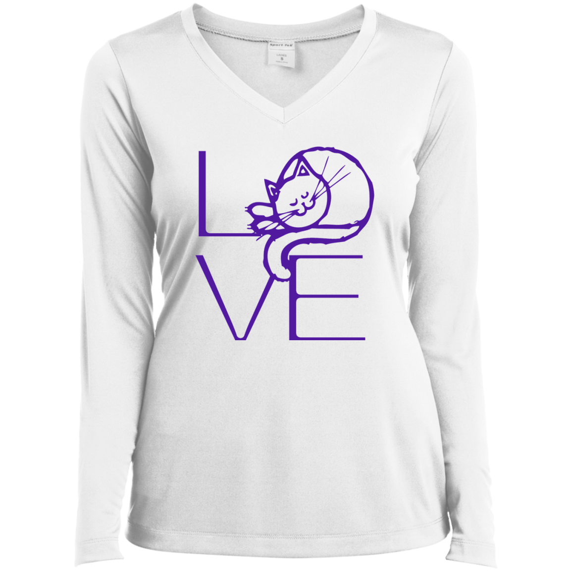 LOVE Cat Ladies LS Performance V-Neck T-Shirt