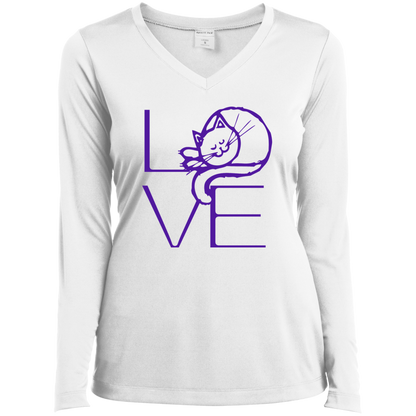 LOVE Cat Ladies LS Performance V-Neck T-Shirt