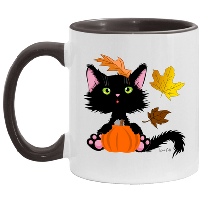 Lucky the Black Cat with Pumpkin - Mugs