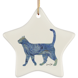 Starry Night Tabby Ceramic Ornaments in 4 Shapes