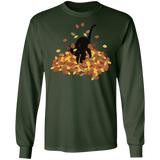 Cat in Leaves LS Ultra Cotton T-Shirt