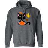 Lucky the Black Cat with Pumpkin Pullover Hoodie
