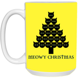 Meowy Christmas Tree White Mugs