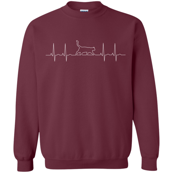 Walking Cat Heartbeat Crewneck Pullover Sweatshirt