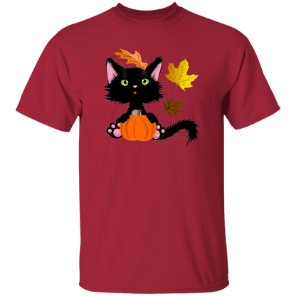Lucky the Black Cat with Pumpkin T-Shirt