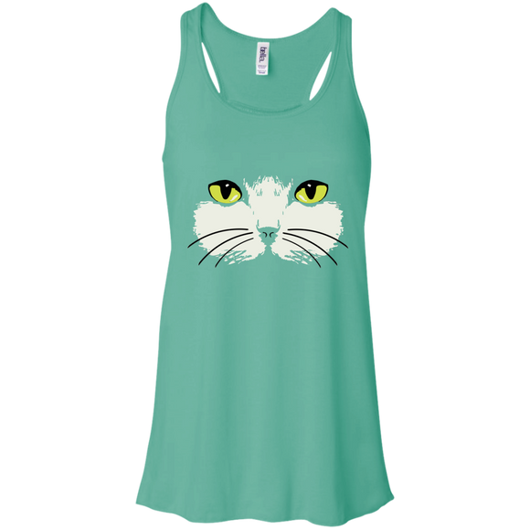 Gold Eyed Cat Face Flowy Racerback Tank
